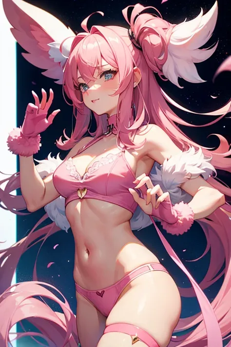 A furry with her hands pink panties