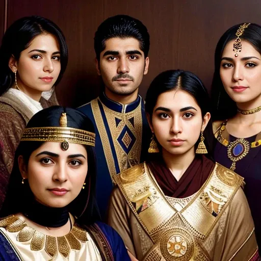 group of assyrians focus on face.