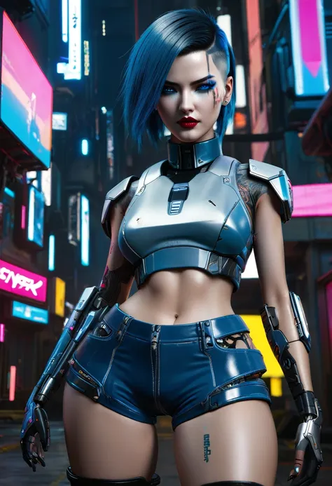 hyper realistic photo realism cg 8k mecha cyberpunk 2077, perfect face, thin curved eyebrows, eyeliner, dark eye shadow, vibrant...