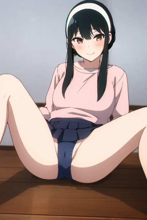 (masterpiece, highest quality: 1.2), alone, 1 girl, alone, panties，，blush，Sailor suit，your heather, smile, Mouth closed, View your viewers, Long black hair, head band,  Earrings, Big Breasts, Medium Waist, Medium Hips, wide thighs, Embarrassing, Charm, smi...