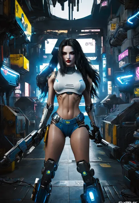 hyper realistic photo realism cg 8k mecha cyberpunk 2077, perfect face, thin curved eyebrows, eyeliner, dark eye shadow, vibrant...