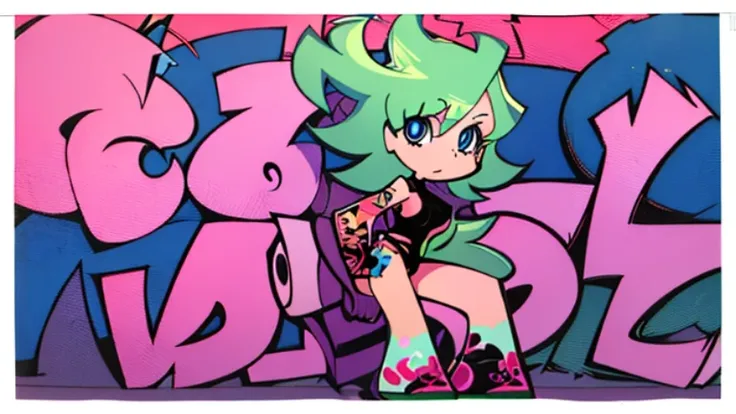 Girl&#39;s whole body,anime,Graffiti art,80&#39;s