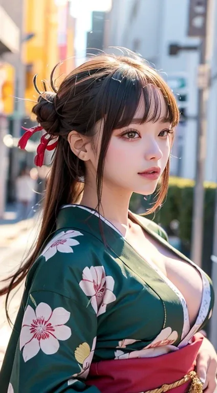 (masutepiece, Best Quality:1.4), Beautiful face, 8K, 85 mm, absurderes, (japanese kimono:1.4), The upper part of the body, cleavage of the breast、Facing the camera、 violaceaess, gardeniass, Delicate girl, Solo, knight, Looking at Viewer, Upper body, Film g...