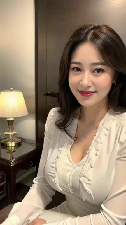 最high quality, 8k, Vibrant, Sharp focus, high quality, High resolution, Middle-aged women, Mature Woman, 49 years old, (Whole Body Ezbian), (Facial details in high heels, Highly detailed eyes, Thick lips, Plump figure、Plump face、((Big Tits 2.3))、((White bl...