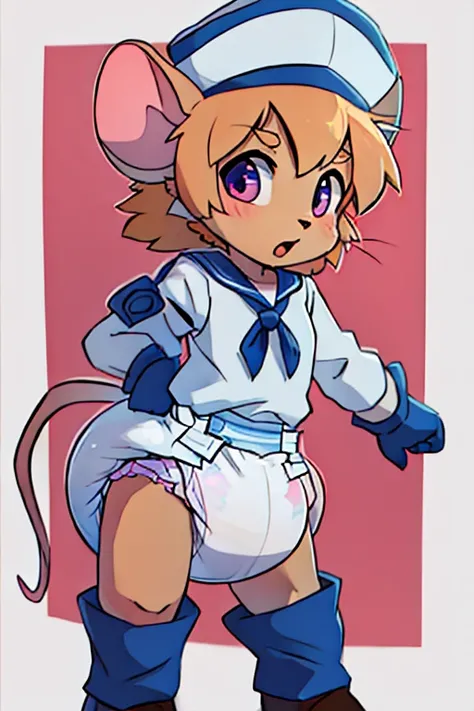 boy, mouse, furry, bodyfur, sailor suit, diaper, gloves, boots