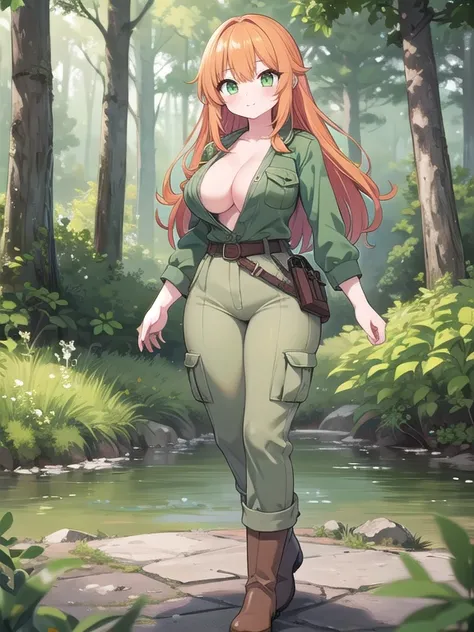 ((Masterpiece)), ((Best Quality)), (Perfectly Detailed), ((Perfect Anatomy)), (Accurate Lighting), (Accurate Shadows), ((Solo)), (Accurately Detailed),                                                     A Young-Adult Girl, with Long Orange Hair, Green Eye...