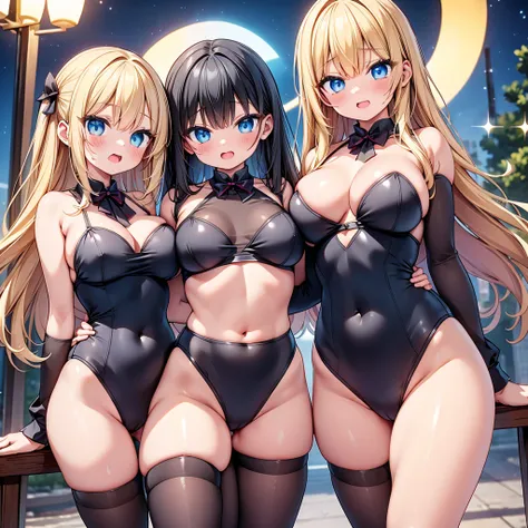 (cute eyes:1.2), (sparkling eyes:1.2), highest quality,wonderful,finely,extremely detailed CG Unity 8K wallpaper, (Stand in line:1.2), (3 girls, clothed), (leotard :1.1), (midium breasts), (open mouth:1.1), (long tongue:1.1), (mouth drool:1.1), (black stoc...