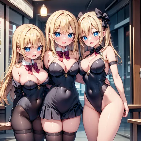 (cute eyes:1.2), (sparkling eyes:1.2), highest quality,wonderful,finely,extremely detailed CG Unity 8K wallpaper, (Stand in line:1.2), (3 girls, clothed), (leotard :1.1), (midium breasts), (open mouth:1.1), (long tongue:1.1), (mouth drool:1.1), (black stoc...