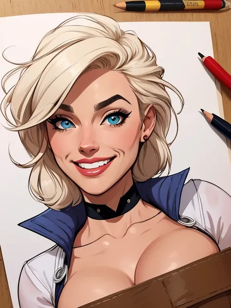 Personagem mulher estilo atompunk Fallout 4 Rainha Anna de Arendelle com marcas de guerras Imagem de desenho animado de uma mulher .Ilustra??o estilo desenho animado, estilo de arte dos desenhos animados, estilo de arte dos desenhos animados, digital illus...