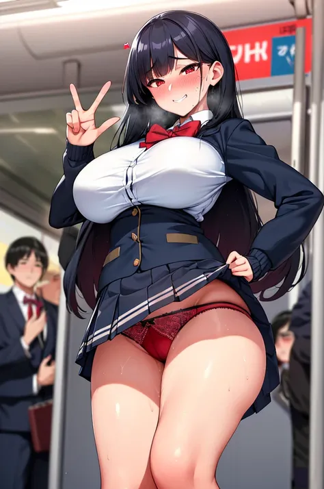 (nsfw),masterpiece,ultra detailed,sharp focus,4k digital art,high resolution,seductive anime girl,(realistic,photorealistic),from behind,back shot,(v sign with both hands:1.5),(aroused and blushed:1.7),tareme,(adult beautiful face,curvy adult body:1.3),(fr...