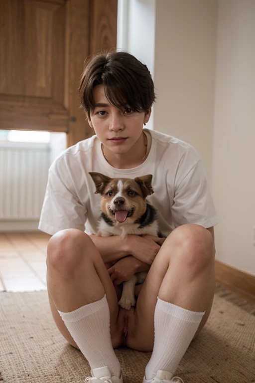 Jeon Jungkook con un perrito