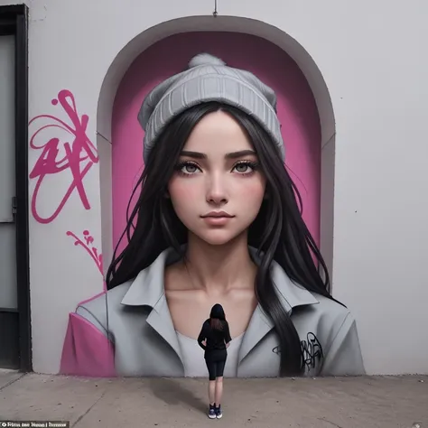 un primer plano de un graffiti 3d con la palabra (((text: "laura"))) , el mejor graffiti, el graffiti lo hace un chico con ropa ...