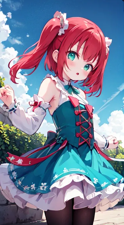 Kurosawa Ruby, Aqua Eye, Medium Hair, Redhead, Both sides up, Twin tails,  Very short hair,