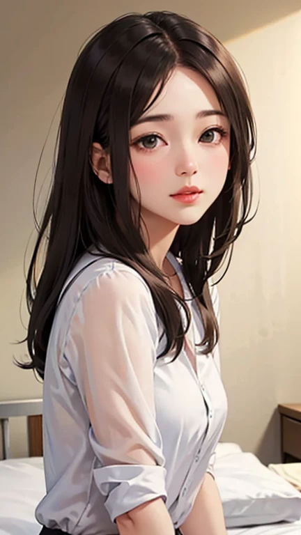 Blushing lightly and smiling, (Top quality masterpiece:1.2) Delicate illustrations, Very detailed, /Beautiful woman Japan in her 30s、1 person,Very cute and slim、Excellent style 、((8K images、super high quality))、Very delicate face, Skin and Hair、beautiful f...