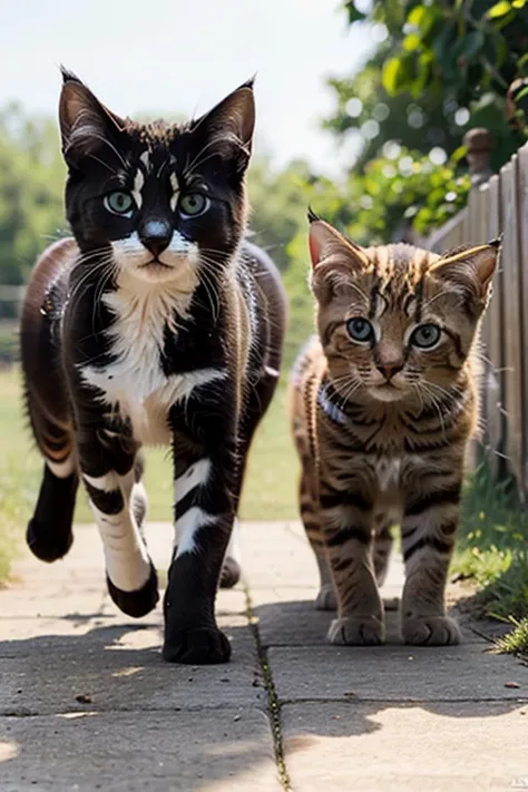 Kittens chasing butterflies