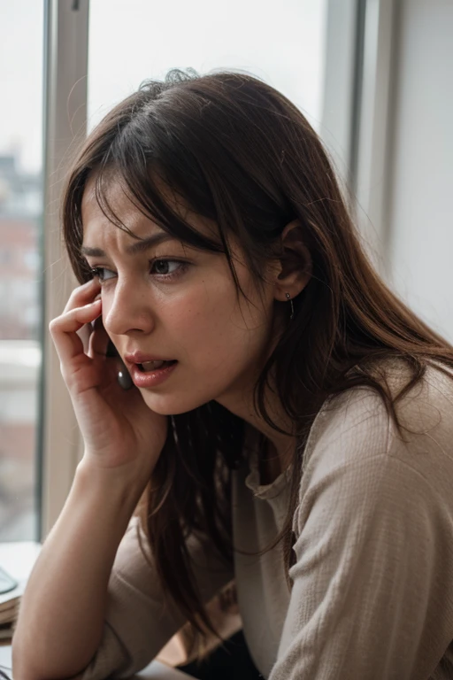 Woman talking on the phone with angry expression