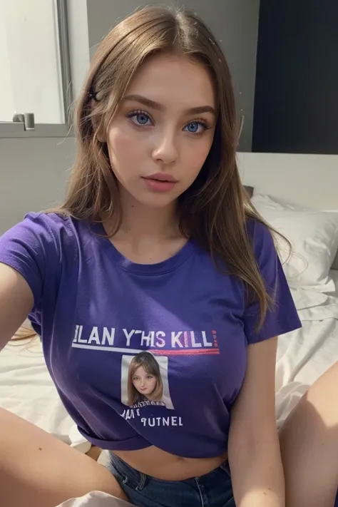 woman with t shirt, girl with blue eyes, portrait sophie mudd, portrait corinna kopf, blonde hair and large eyes, Selfie einer jungen Frau, Augen im Schlafzimmer, Violet Myers, ohne Make-up, Natural makeup, Blick direkt in die Kamera, Gesicht mit Artgram, ...