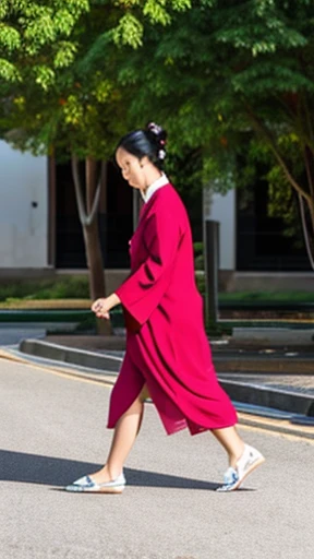 Ancient Chinese woman walking alone