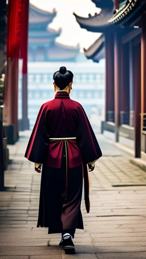 Ancient Chinese woman walking alone