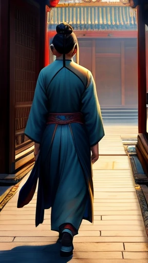 Ancient Chinese woman walking alone