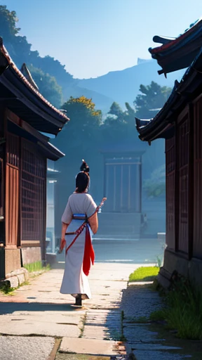 Ancient Chinese woman walking alone