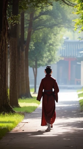 Ancient Chinese woman walking alone