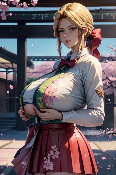 8K(A sloppy smile)((woman,Huge , (Huge breasts:1.8),とても唇が赤いHuge breastsを強調,Big Ass,Narrow waist,Long legs,Green Eyes立っている)) 8k((((Anime Style),(The facial expression is good:1.1))))8k(((((Anime Style)Green Eyes)))) 8k((Standing at the station))8k((Waiting ...