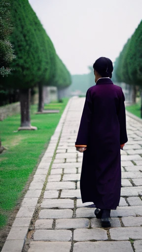 Ancient Chinese woman walking alone