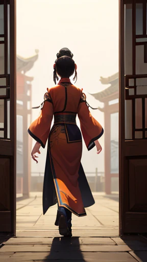 Ancient Chinese woman walking alone