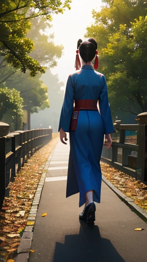 Ancient Chinese woman walking alone