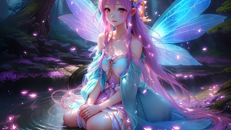 水中の岩の上に座っているFairy, 水Fairy, Fairyの女王のように微笑む, Fairyの女王, Fairyの肖像画, Beautiful fantasy anime, 美しいFairy, Fairyの肖像画, Anime fantasy artwork, 星のFairy, Fairyの美学, Fairyのような雰囲気, 森のFairy, Fairy, Fairyのような, Anime fantasy illustration, Fairyの女王, Fairyのような素晴らしい