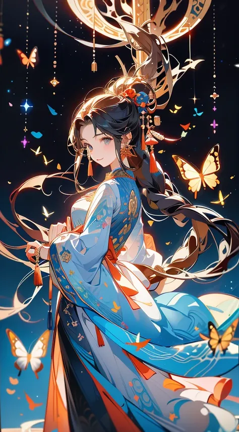 official art，Unity 8k wallpaper，Super detailed，Beauty and aesthetics，masterpiece，最好of品质，(masterpiece，最好of品質，Super Detail，A painting)，照亮of，Fine details，(Illustration poster)。1 girl，娇嫩of皮肤，(Full body love:1.2)，腰drum，drum，big eyes，Fly in the air，Dynamic poses...