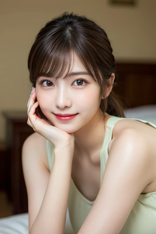 (Highest quality: 1.5), (Realistic: 1.5), (1 person: 1.5), Highly detailed, fine, high resolution, 8k wallpaper, perfect dynamic composition, small breasts, natural colored lips, cute smile , Japan A female, 20 years old girl, beautiful and exquisite face,...