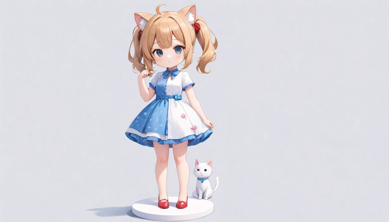 Drawing of a girl in a ponytail and dress, cute 3d rendering, cute detailed digital art, mini cute girl, cute digital painting, 3D rendering style, cute digital art, cute rendering 3d anime girl, Small Curvy , cute! c4d, One character&#39;s whole body, Sta...