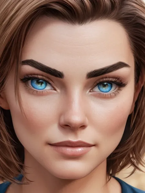 close-up of the female face, focused on the well-groomed eyebrow, 4k, best quality, comic babes