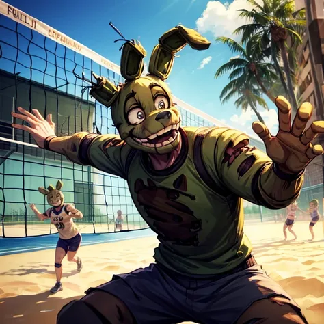 springtrap playing volleyball