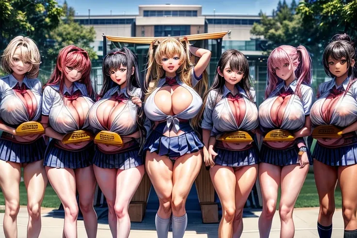 Ultra HD、Ultra high definition、beautiful girl、high school、high school girl、Graduation Ceremony、School gym、Many students、Alignment、Camel Toe、Giant tit、Nipple Puffs、Cleavage、Plump、Super big breasts、Super big butt、Full body photo、Group photo、multiple、Holding ...