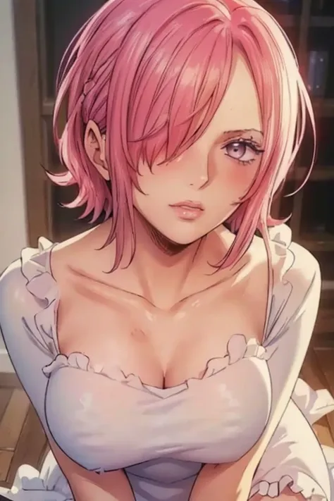 (((masterpiece))), (((best quality))), ((ultra-detailed)), (highly detailed CG illustration), vinsmoke reiju, , (masterpiece:1.5), Detailed Photo, Sexy, (Best Quality: 1.4), (1girl), Beautiful Face, (Pink Hair, short Hair: 1.3), Beautiful Hairstyle, beauti...