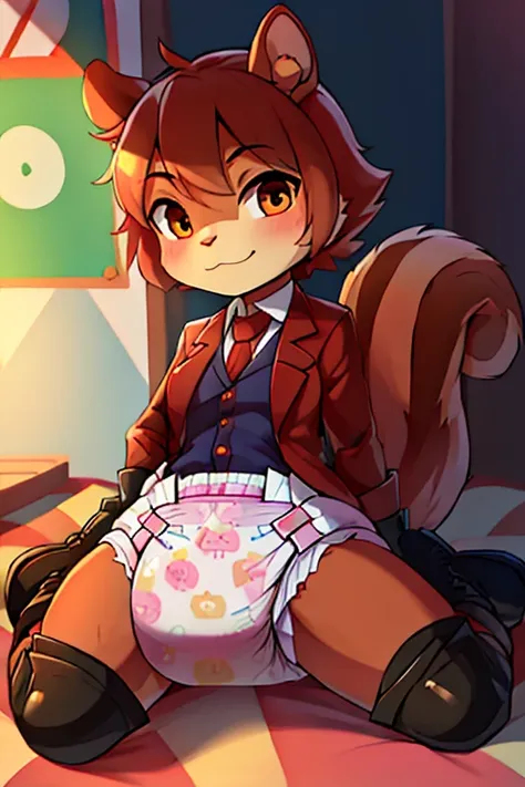 boy, squirrel, furry, bodyfur, blazer, diaper, gloves, boots, kindergarten