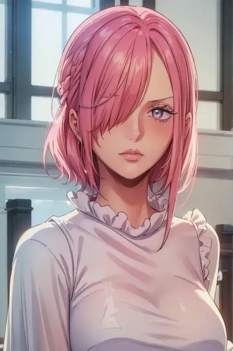 (((masterpiece))), (((best quality))), ((ultra-detailed)), (highly detailed CG illustration), vinsmoke reiju, , (masterpiece:1.5), Detailed Photo, Sexy, (Best Quality: 1.4), (1girl), Beautiful Face, (Pink Hair, short Hair: 1.3), Beautiful Hairstyle, beauti...