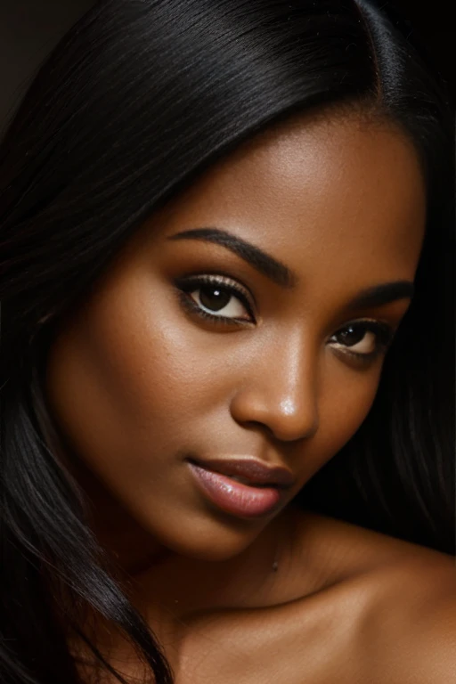 stunningly gorgeous black woman, breathtakingly beautiful, portrait closeup shot