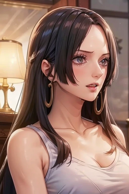 (((masterpiece))), (((best quality))), ((ultra-detailed)), (highly detailed CG illustration), Boa Hancock, (masterpiece:1.5), Detailed Photo, Sexy, (Best Quality: 1.4), (1girl), Beautiful Face, (Black Hair, long Hair: 1.3), Beautiful Hairstyle, beautiful d...