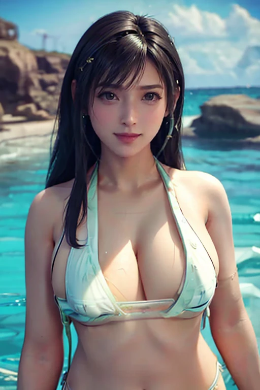 (Browsing Caution), highest quality, (((masterpiece))), (Realistic: 1.4), ((Very detailed)), Sharp focus: 1.2, 4K, High resolution 
, Tifa, Beautiful Skin, 20-year-old, (Huge breasts:1.8), Ample breasts, Long black hair, Wet skin and hair BREAK
, Viewing v...