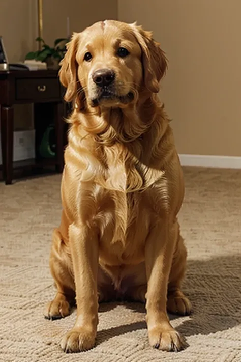 a realistic picutre of a Golden Retriever with real anatomical proportions