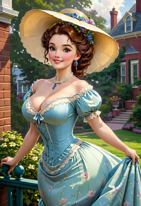 A beautiful Aristacrat woman with soft facial features who embodies old fashioned class, sophistication, elgance as well as wholesome, natural beauty. curvy, thin-waist, wide-hips, swaying-hips. Oppulent historically accurate victorian dress. Greg Rutkowsk...