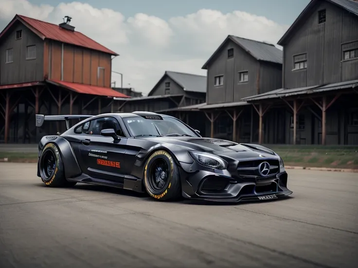 Mercedes, ，(LB-Works Full Version: walk)、(86 Gas Turbine)、(drift)、Sponsor logo、future、Racing Specifications、(Gorgeous design)、Live Recording、detail、Deep Edge、Wide tires、Track、Turn on the light