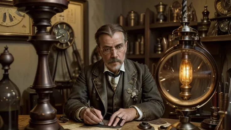 (best quality,4k,highres,masterpiece:1.2),ultra-detailed,(realistic:1.37)
A strange man dressed in antique clothes meets the watchmaker and asks him for a watch,old fashioned clothes,a vintage atmosphere,a mysterious meeting,a strange atmosphere,antique sh...