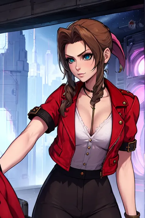 aerith gainsborough reimagined as a space pirate girl