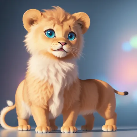 (masterpiece), (best quality), (ultra-detailed), (full body:1.2), (solo), Super cute, Pixar, Baby lion in pajamas, Big bright eyes, Fluffy, Smile, Delicate and fine, Fairy tales, Incredibly high detailed, Pixar style, Bright color palette, Natural light, S...