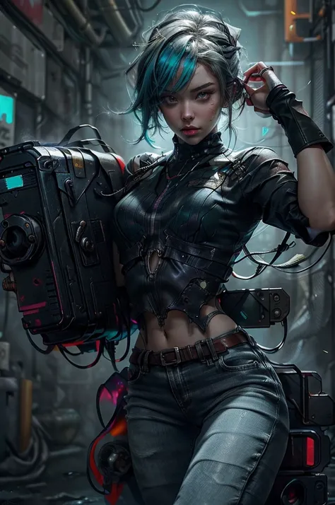 unreal engine:1.4,CG K ultra realistic, photorealistic:1.4, skin texture:1.4, artwork 1girl, Gatling gun, Casing, looking at viewer, dynamic pose, Blows, ammunition belt, gloves, large breasts not disproportionate, shooting , extremely detailed:1.4, more d...